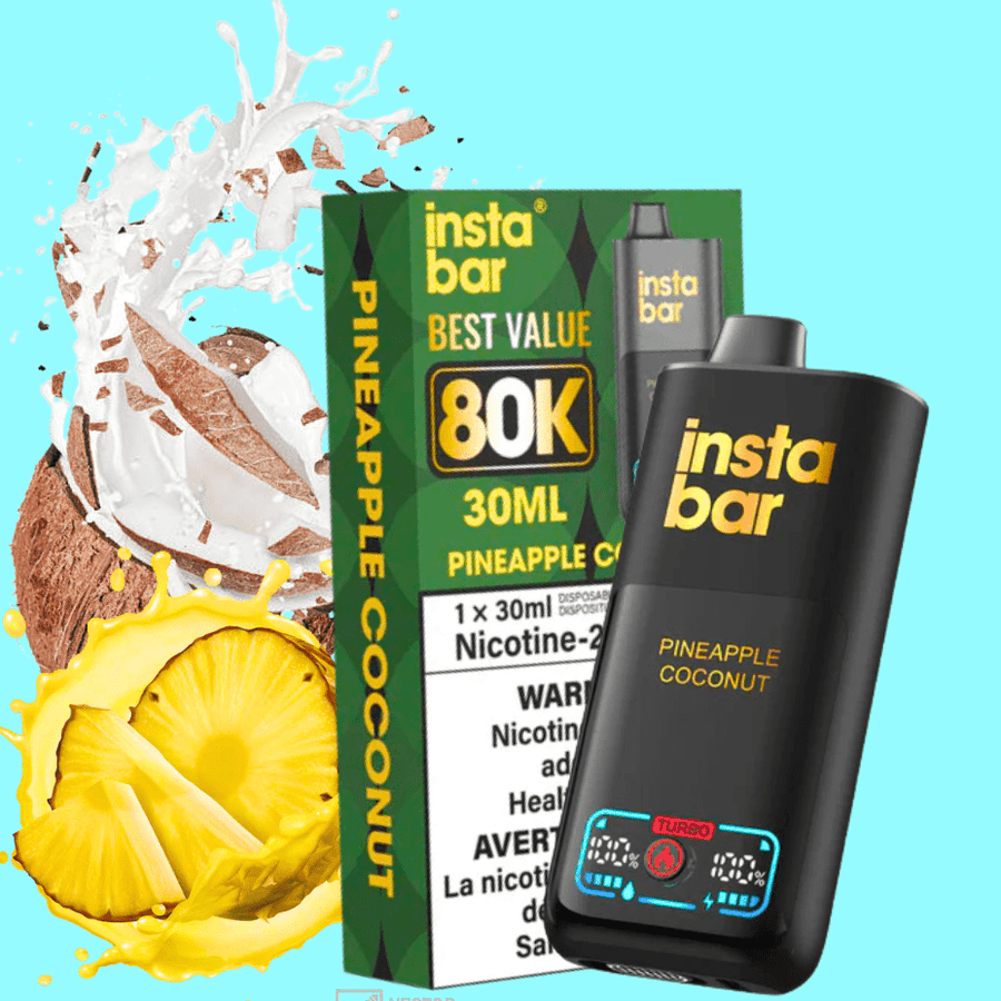 Insta Bar 80K Disposable Vape-Pineapple Coconut 20mg / 80000 Puffs Vapexcape Vape and Bong Shop Regina Saskatchewan