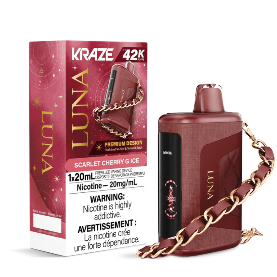 Kraze Luna Disposable Vape-Scarlet Cherry G Ice Vapexcape Vape and Bong Shop Regina Saskatchewan