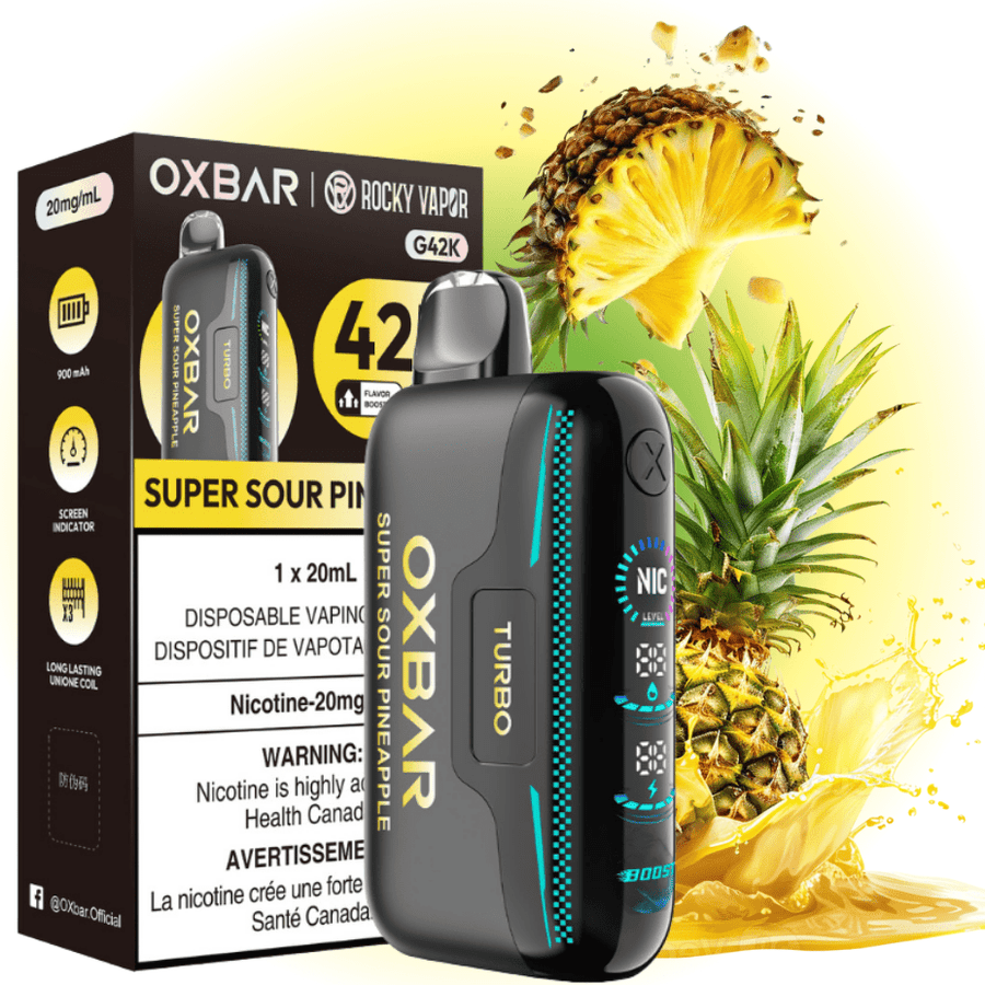 Oxbar G42k Disposable Vape-Super Sour Pineapple 20mg / 42000 Puffs Vapexcape Vape and Bong Shop Regina Saskatchewan