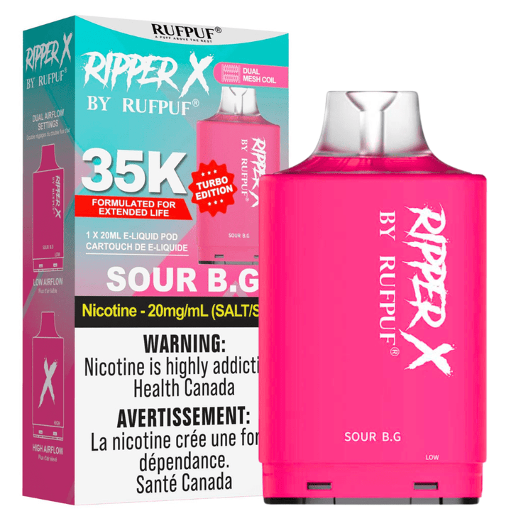 RufPuf Ripper X 50K Turbo Pod - Sour B.G 50000 Puffs / 20mg Vape Superstore  Saskatchewan Canada