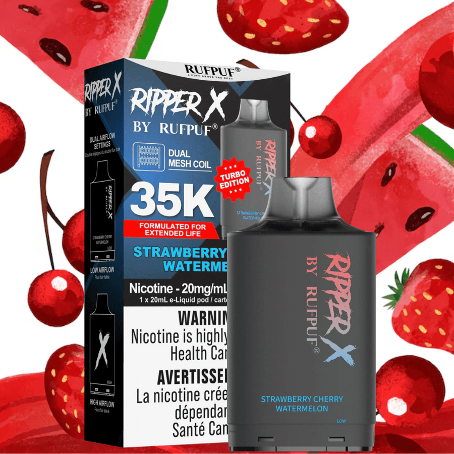 RufPuf Ripper X 50K Turbo Pod - Strawberry Cherry Watermelon 50000 Puffs / 20mg Vape Superstore  Saskatchewan Canada