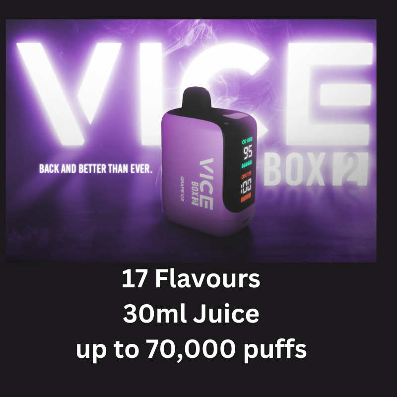 Vice Box 2 disposable vape for up to 70,000 puffs in Regina Canada