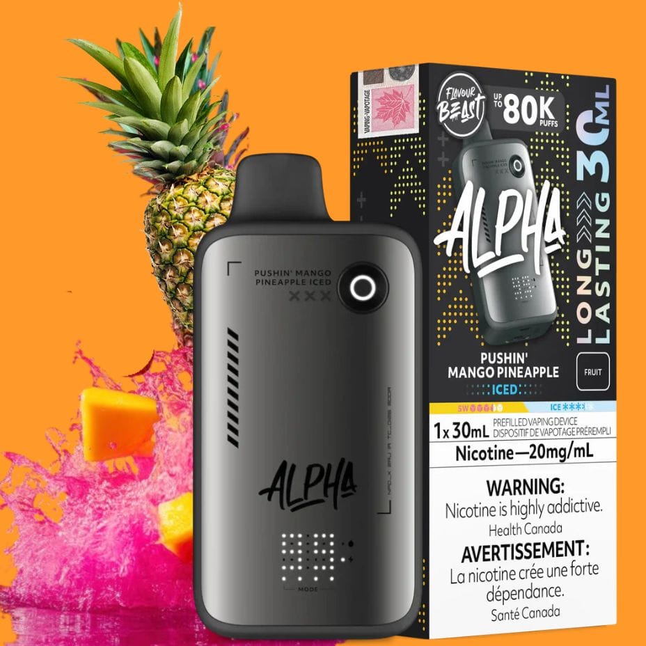 Flavour Beast Alpha Disposable Vape 100000 Puffs Pushin' Mango Pineapple Iced Vape SuperStore Saskatchewan Canada