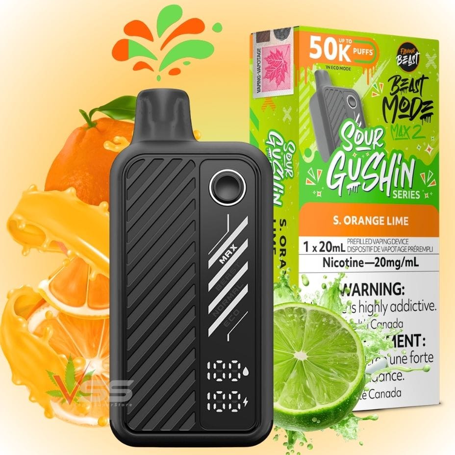 Flavour Beast Mode Max 2 50K Disposable Vape Sour Gushin S. Orange Lime Vape SuperStore Regina Saskatchewan