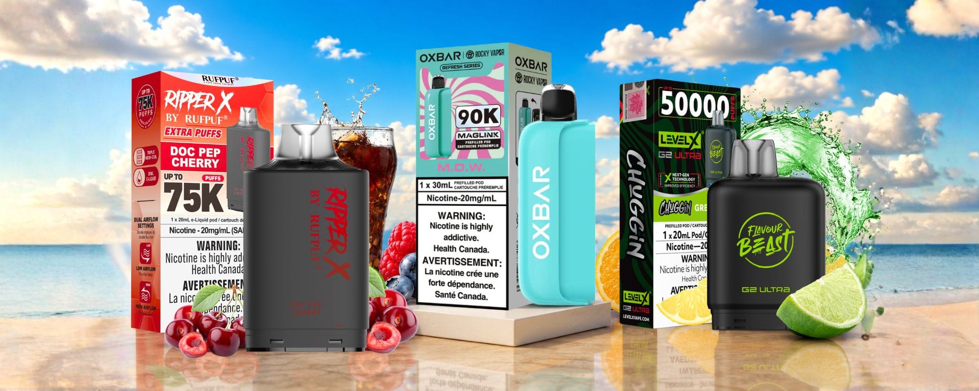 Oxbar Maglink 90K, Level X G2 Ultra 50K, Ripper X 75K Closed Pods Vape SuperStore Regina Canada