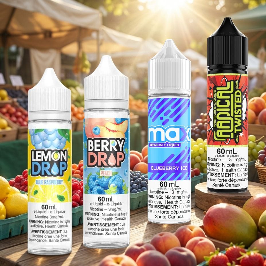 Radical, Max, Lemon Drop and Berry Drop Freebase E-Liquid Vape SuperStore Regina Canada