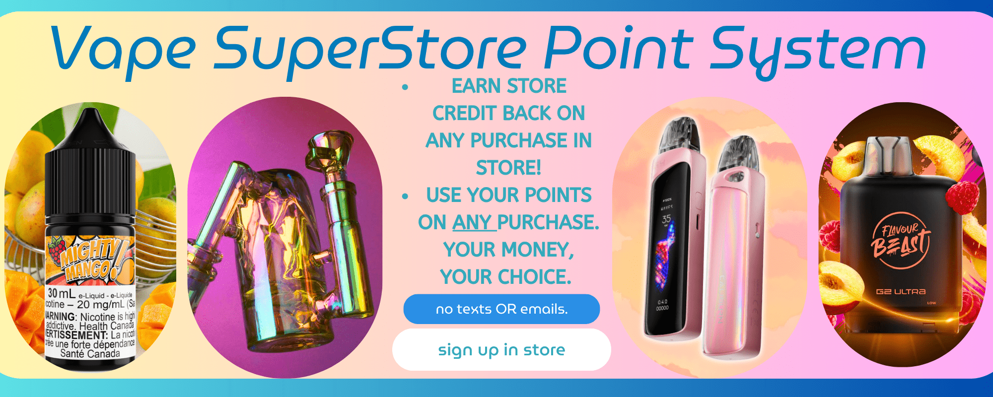 Vape SuperStore Point System Web Banner VapeXcape Regina in Saskatchewan Canada