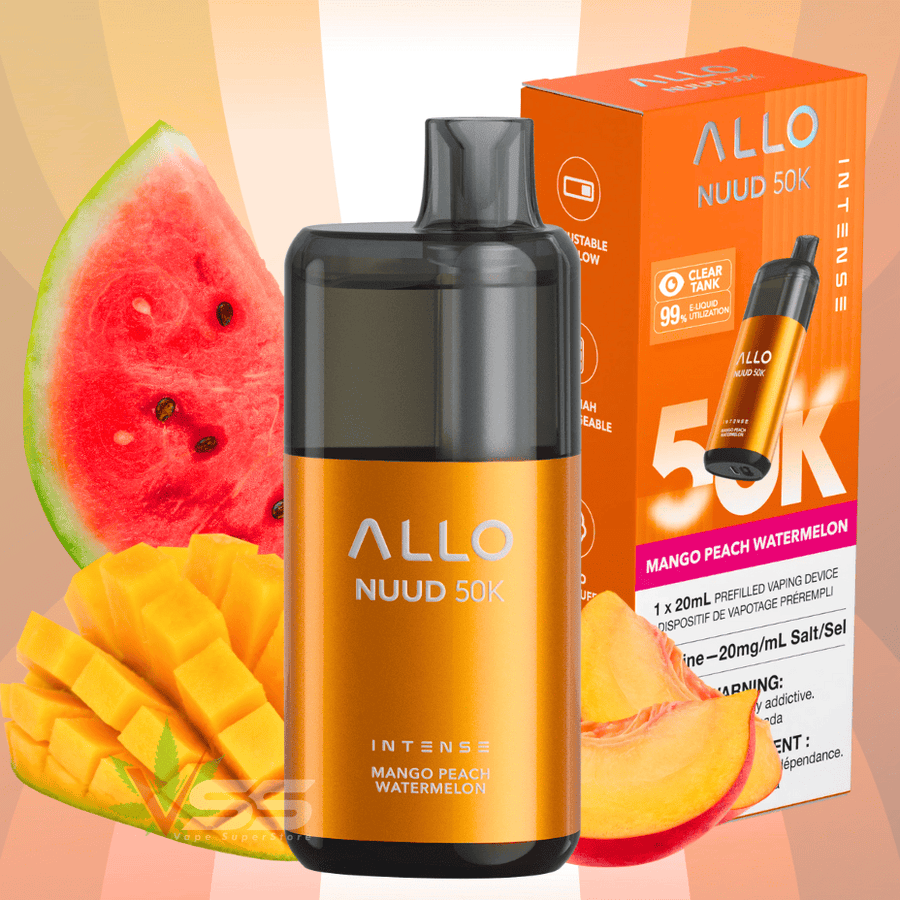 ALLO Nuud 50K Disposable Vape - Mango Peach Watermelon Vape Superstore  Saskatchewan Canada