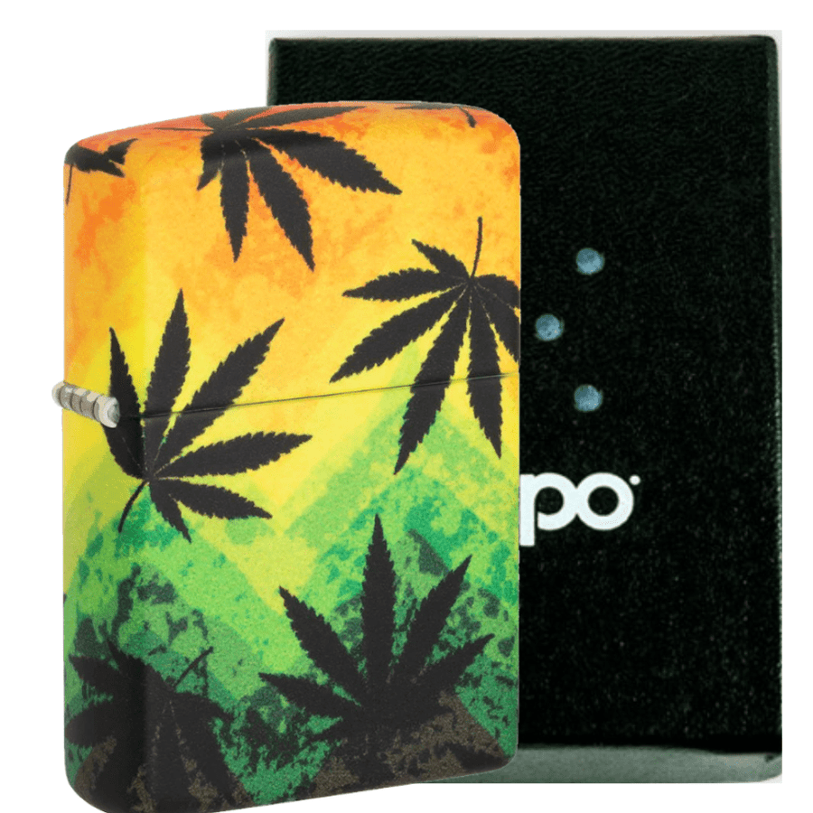 Authentic Zippo Lighter-Rasta Cannabis Leaf Design Vapexcape Vape and Bong Shop Regina Saskatchewan