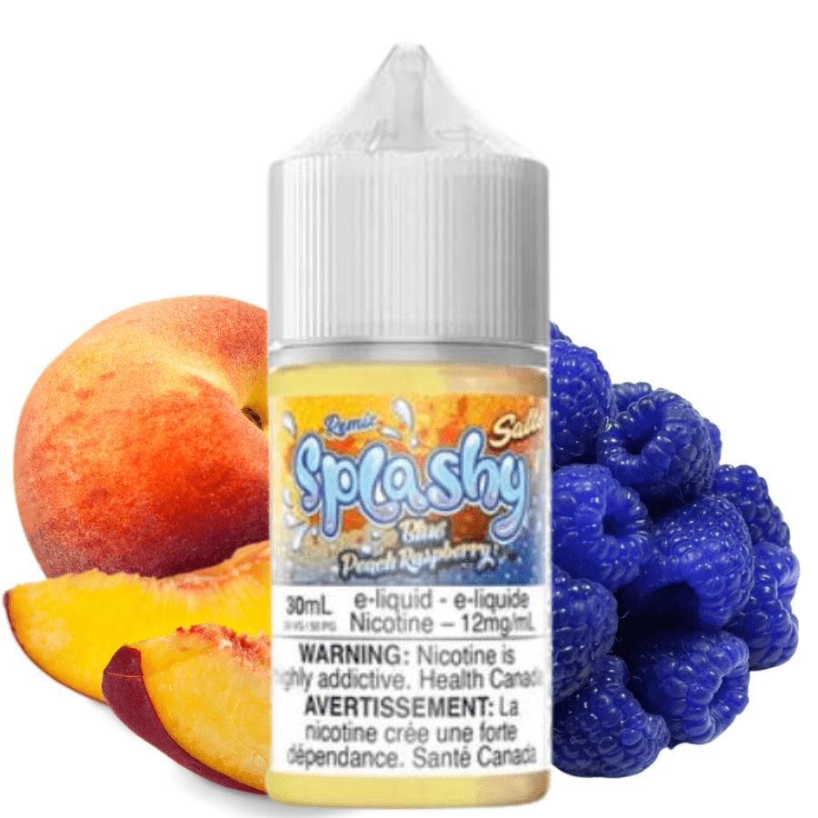Blue Peach Raspberry Salts by Splashy E-Liquid 30mL / 12mg Vapexcape Vape and Bong Shop Regina Saskatchewan