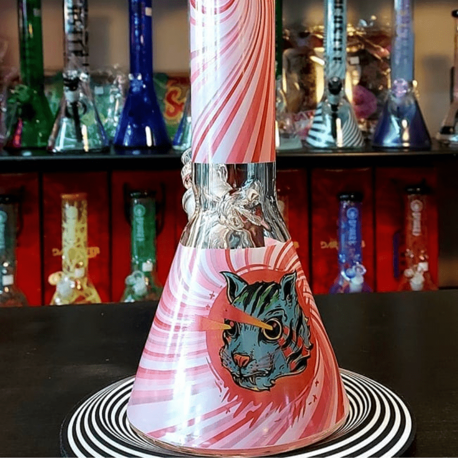 Castle Glassworks Zombie Cat 7mm Beaker Bong-16" Vapexcape Vape and Bong Shop Regina Saskatchewan