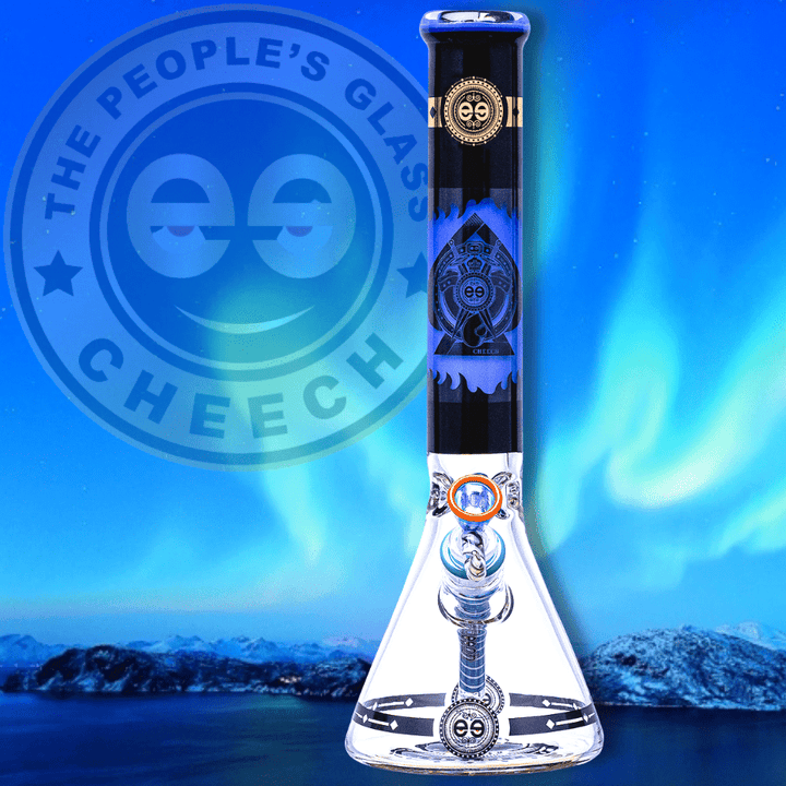 Cheech Glass 7mm Protect the Crest Beaker 14" Milky Blue Vapexcape Vape and Bong Shop Regina Saskatchewan