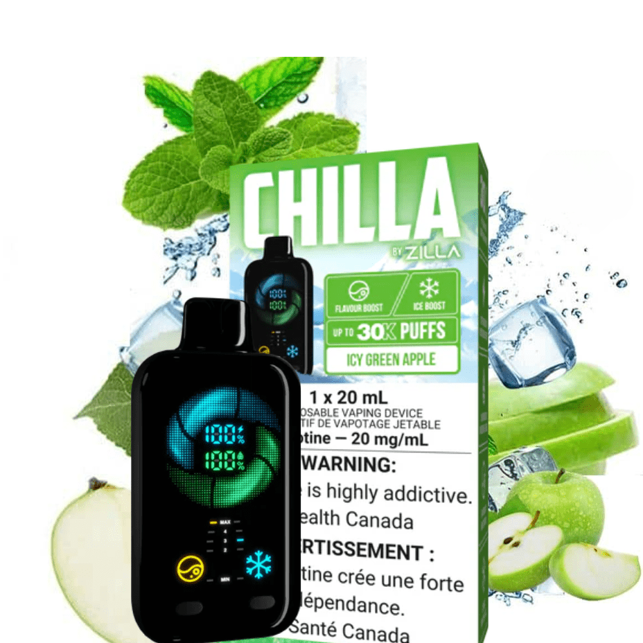 Chilla by Zilla 30k Disposable Vape-Icy Green Apple 50000 Puff / 20mg Vape Superstore  Saskatchewan Canada