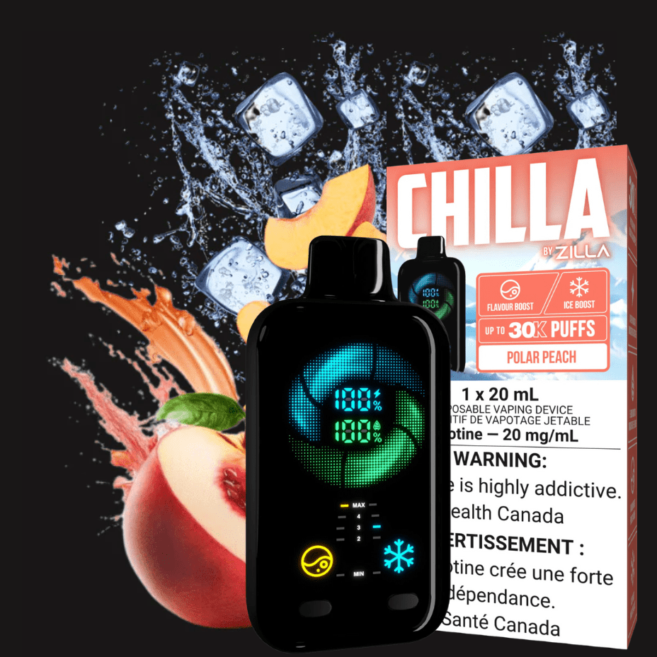 Chilla by Zilla 30k Disposable Vape-Polar Peach Ice 50000 Puff / 20mg Vape Superstore  Saskatchewan Canada
