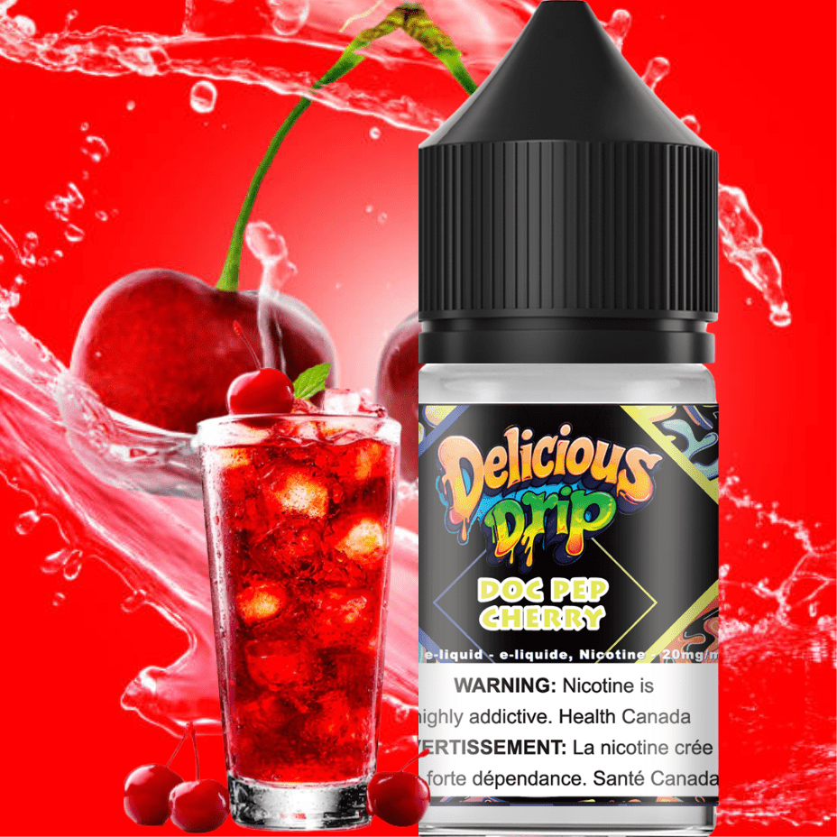 Delicious Drip Salt-Doc Pep Cherry in Regina Canada Vapexcape Vape  SuperStore-Vape & Bong Shop