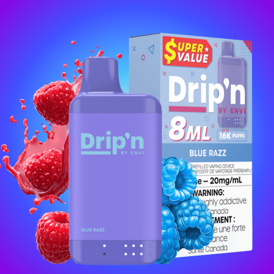 Drip'n by Envi 16K Disposable Vape - Blue Razz 20mg / 8ml / 16000 Puffs Vape Superstore  Saskatchewan Canada