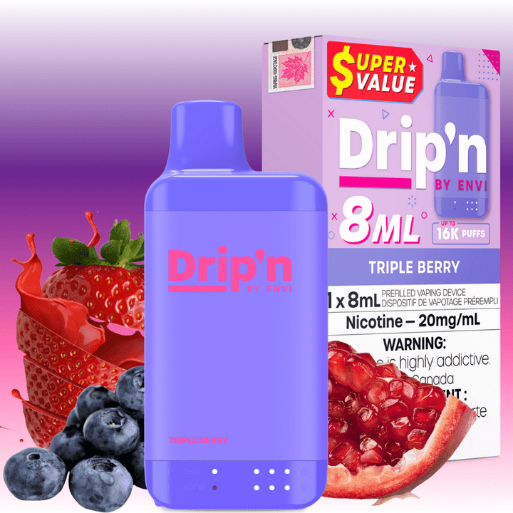 Drip'n by Envi 16K Disposable Vape - Triple Berry 8mL/16000 Puffs / 20mg Vape Superstore  Saskatchewan Canada