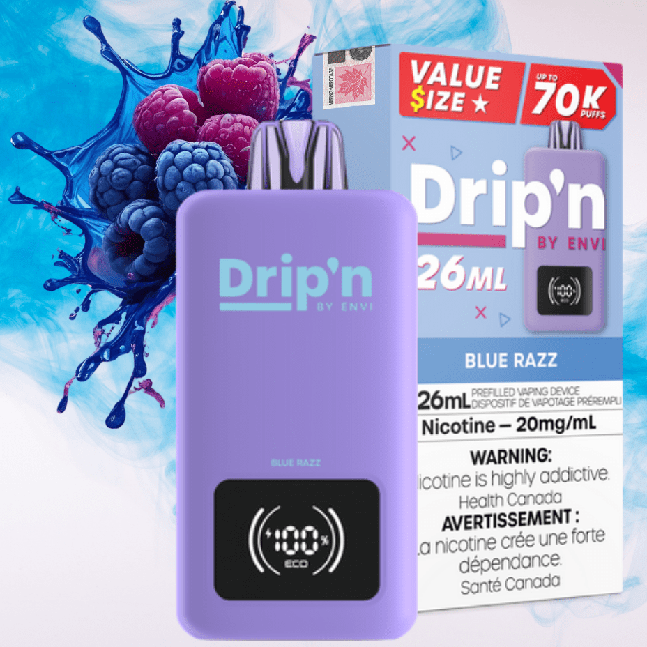 Drip'n by Envi 70K Disposable Vape - Blue Razz Vape Superstore  Saskatchewan Canada
