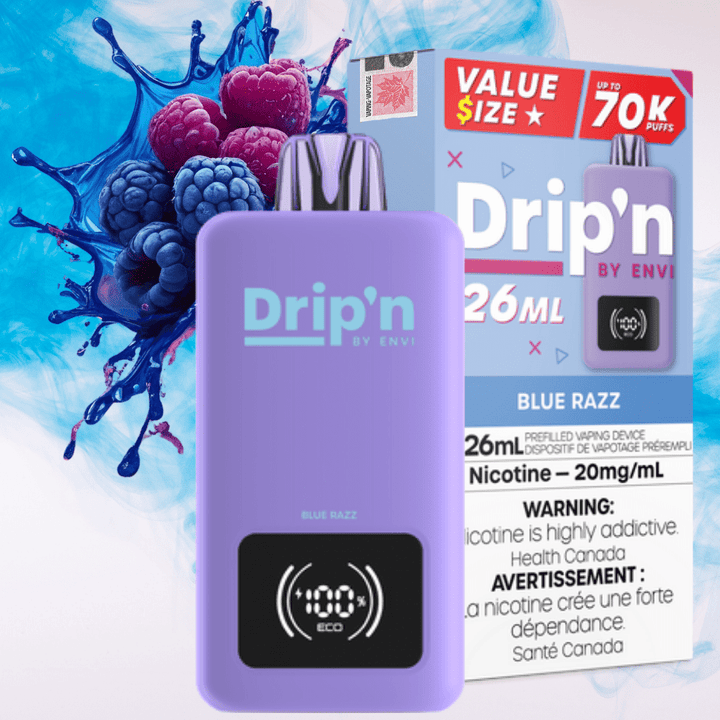 Drip'n by Envi 70K Disposable Vape - Blue Razz Vapexcape Vape and Bong Shop Regina Saskatchewan