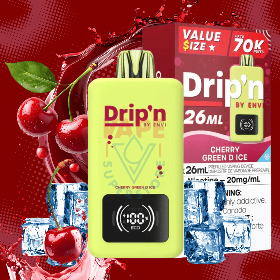 Drip'n by Envi 70K Disposable Vape - Cherry Green D Ice Vape Superstore  Saskatchewan Canada