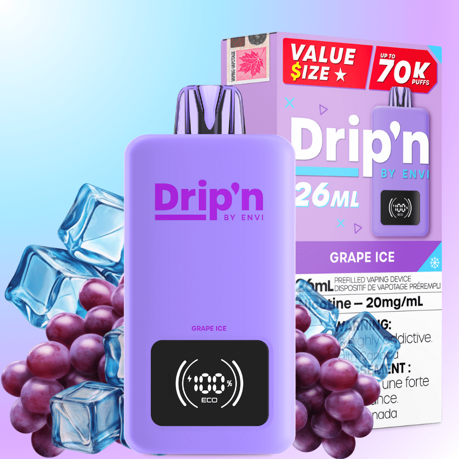Drip'n by Envi 70K Disposable Vape - Grape Ice 26mL / 70000 Puffs / 20mg Vape Superstore  Saskatchewan Canada