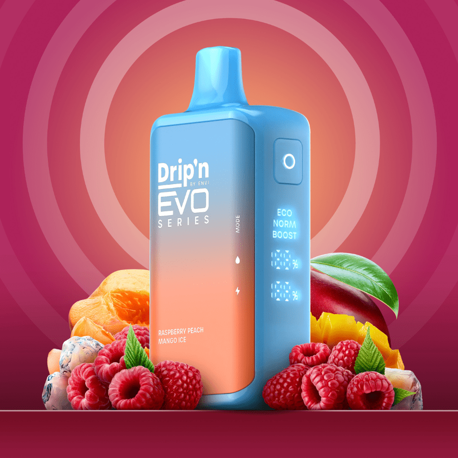 Drip'n by Envi EVO 28k Disposable Vape-Raspberry Peach Mango Ice 28000 Puffs Vape Superstore  Saskatchewan Canada