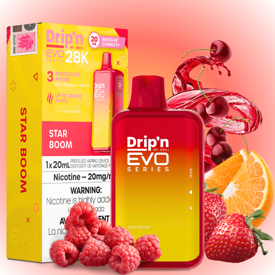 Drip'n by Envi EVO 28k Disposable Vape - Star Boom in Regina SK Vapexcape Vape SuperStore-Vape & Bong Shop Drip'n by Envi EVO 28k Disposable Vape - Star Boom in Regina SK Vapexcape Vape SuperStore-Vape & Bong Shop