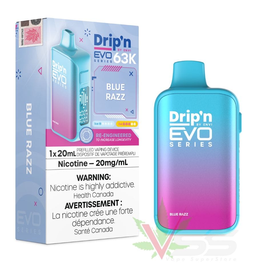 Drip'n by Envi Evo 63K Disposable Vape - Blue Razz Vape Superstore  Saskatchewan Canada