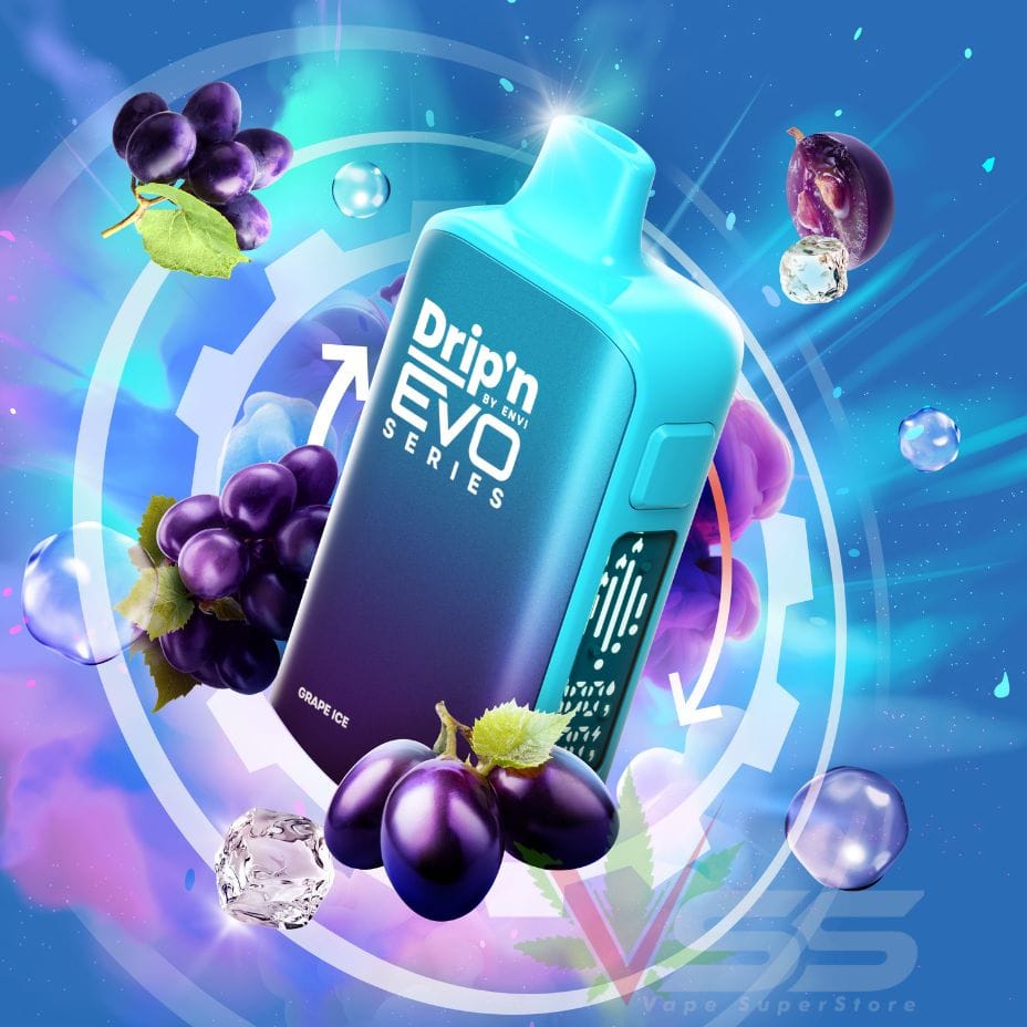 Drip'n by Envi Evo 63K Disposable Vape - Grape Ice in Saskatchewan, Canada Vapexcape Vape SuperStore-Vape & Bong Shop Drip'n by Envi Evo 63K Disposable Vape - Grape Ice in Saskatchewan, Canada Vapexcape Vape SuperStore-Vape & Bong Shop