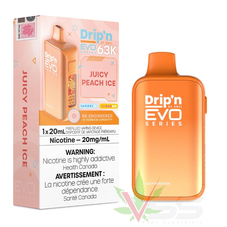 Drip'n by Envi Evo 63K Disposable Vape - Juicy Peach Ice Vape Superstore  Saskatchewan Canada