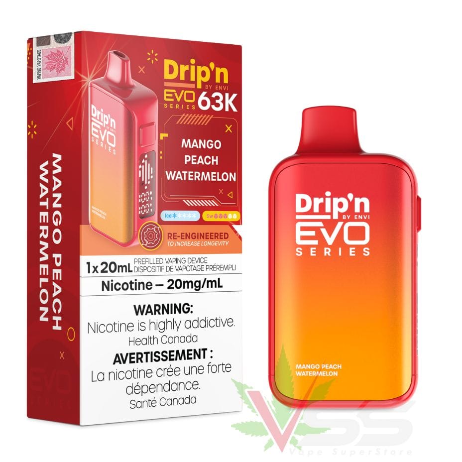 Drip'n by Envi Evo 63K Disposable Vape - Mango Peach Watermelon Vape Superstore  Saskatchewan Canada