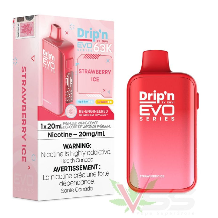 Drip'n by Envi Evo 63K Disposable Vape - Strawberry Ice Vape Superstore  Saskatchewan Canada