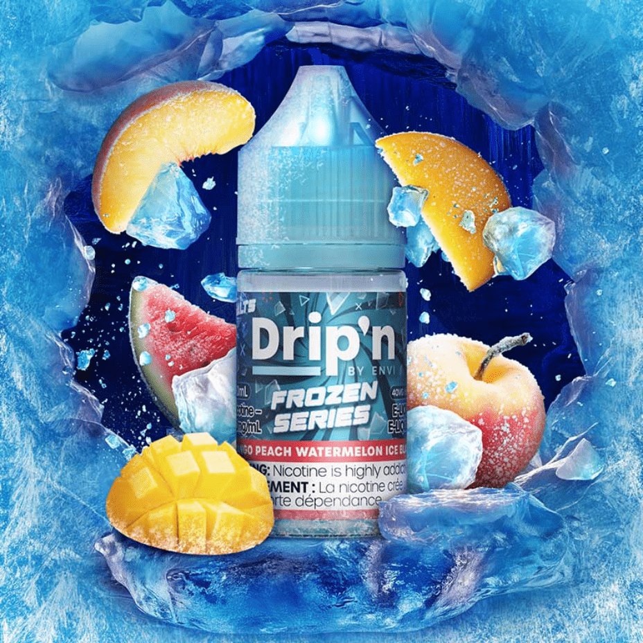 Drip'n by Envi Frozen Salt-Mango Peach Watermelon Ice Blast Vapexcape Vape and Bong Shop Regina Saskatchewan