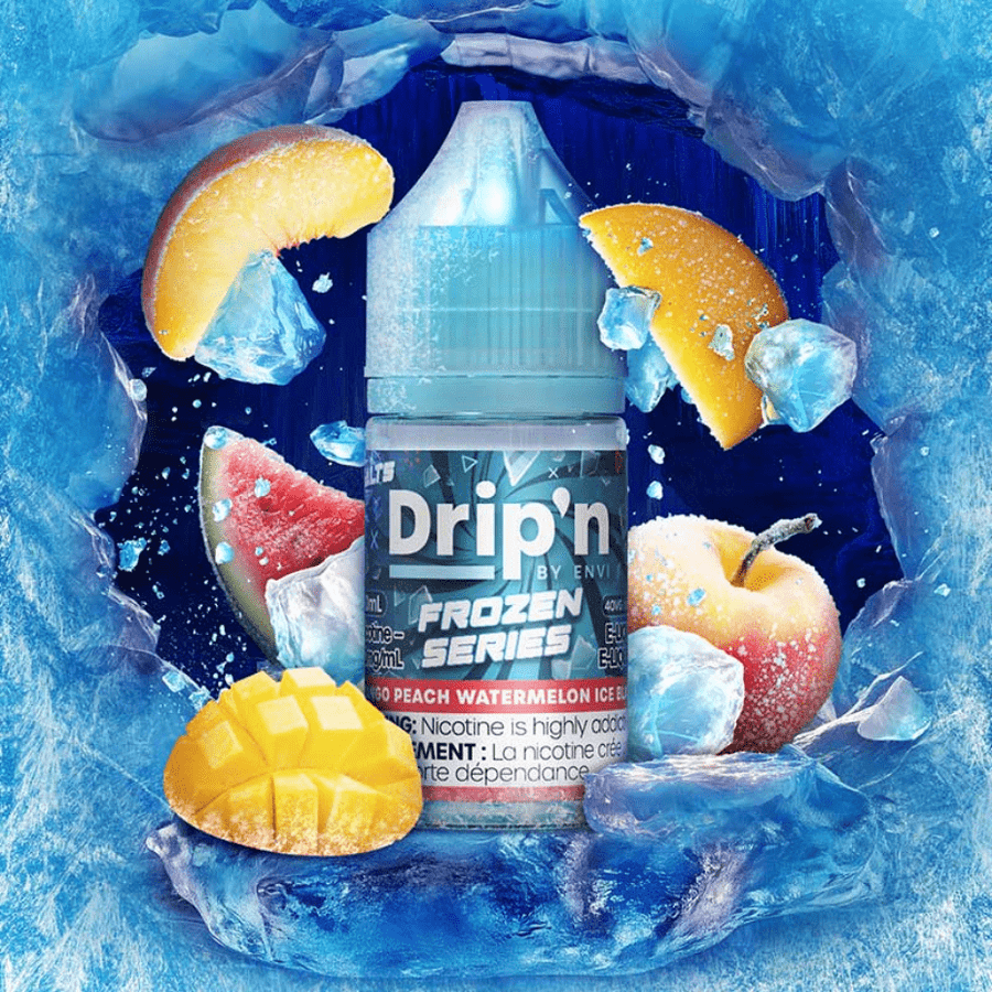 Drip'n by Envi Frozen Salt-Mango Peach Watermelon Ice Blast Vapexcape Vape and Bong Shop Regina Saskatchewan