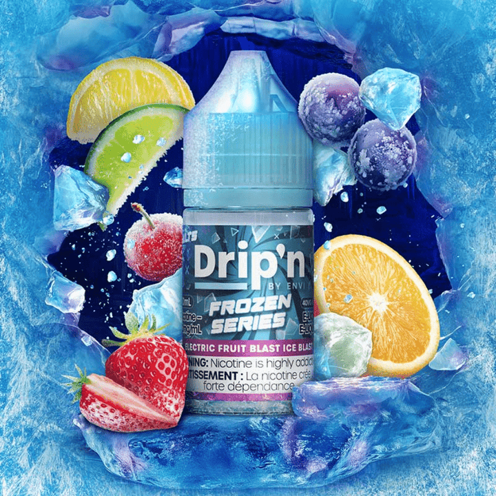Drip'n by Envi Frozen Salt-Raspberry Peach Mango ICED Vapexcape Vape and Bong Shop Regina Saskatchewan