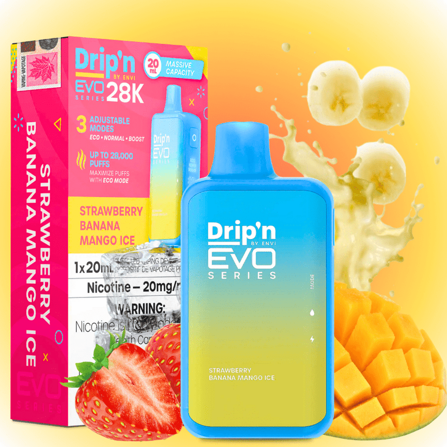 Drip'n Envi EVO 28k Disposable Vape-Strawberry Banana Mango 28000 Puffs / 20mg Vape Superstore  Saskatchewan Canada