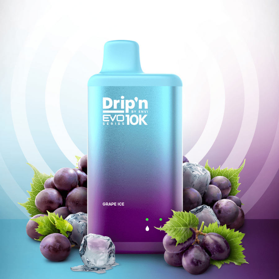 Envi Drip'n EVO 10k Disposable Vape-Grape Ice 20mg / 10000 Puffs Vapexcape Vape and Bong Shop Regina Saskatchewan - Envi Drip n 10K