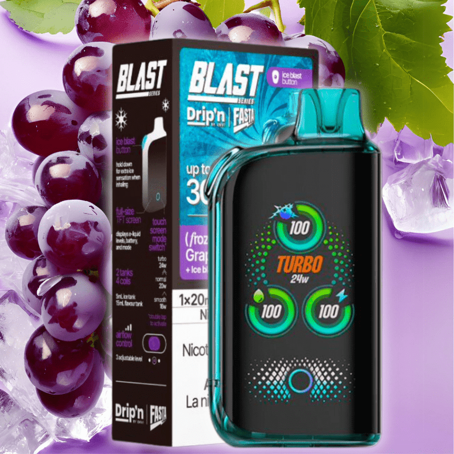 Envi Drip'n x Fasta Blast 30K Disposable Vape-Grape Ice 20mg / 30000 Puffs Vape Superstore  Saskatchewan Canada