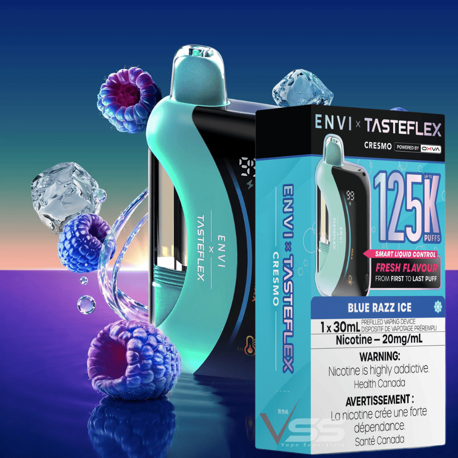 ENVI x Tasteflex Cresmo 125k Disposable Vape - Blue Razz Ice Vape Superstore  Saskatchewan Canada