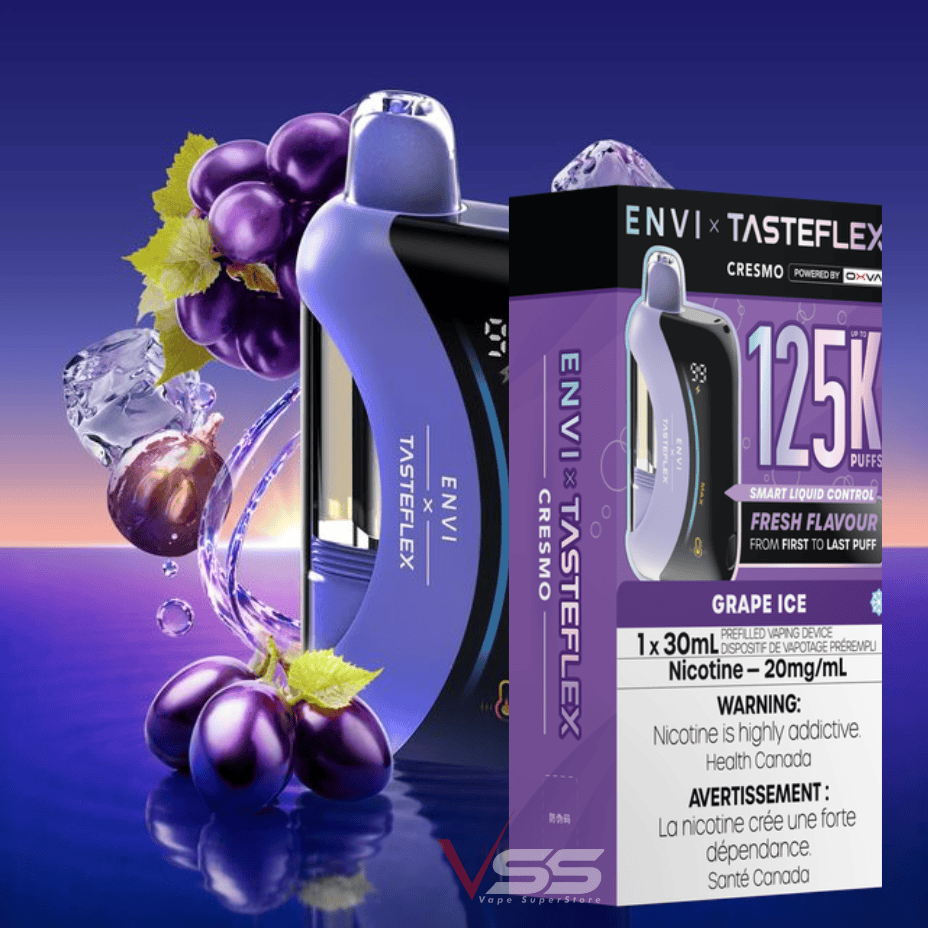 ENVI x Tasteflex Cresmo 125k Disposable Vape - Grape Ice Vape Superstore  Saskatchewan Canada
