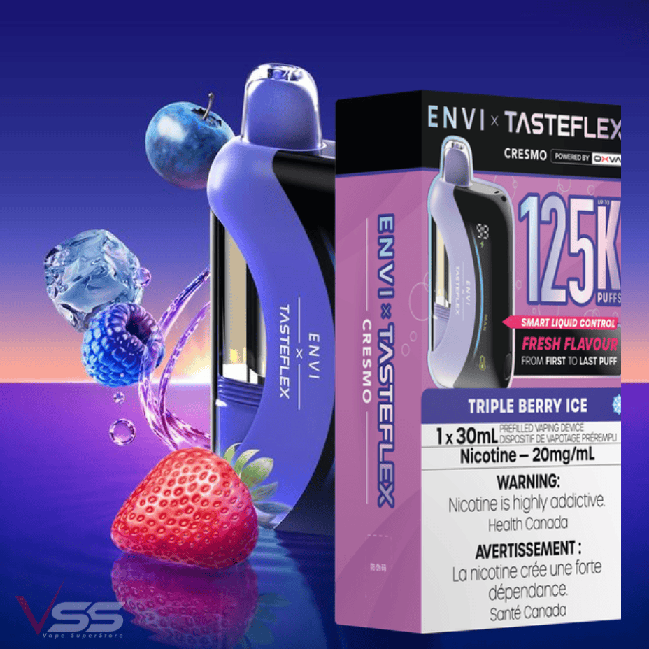 ENVI x Tasteflex Cresmo 125k Disposable Vape - Triple Berry Ice Vape Superstore  Saskatchewan Canada