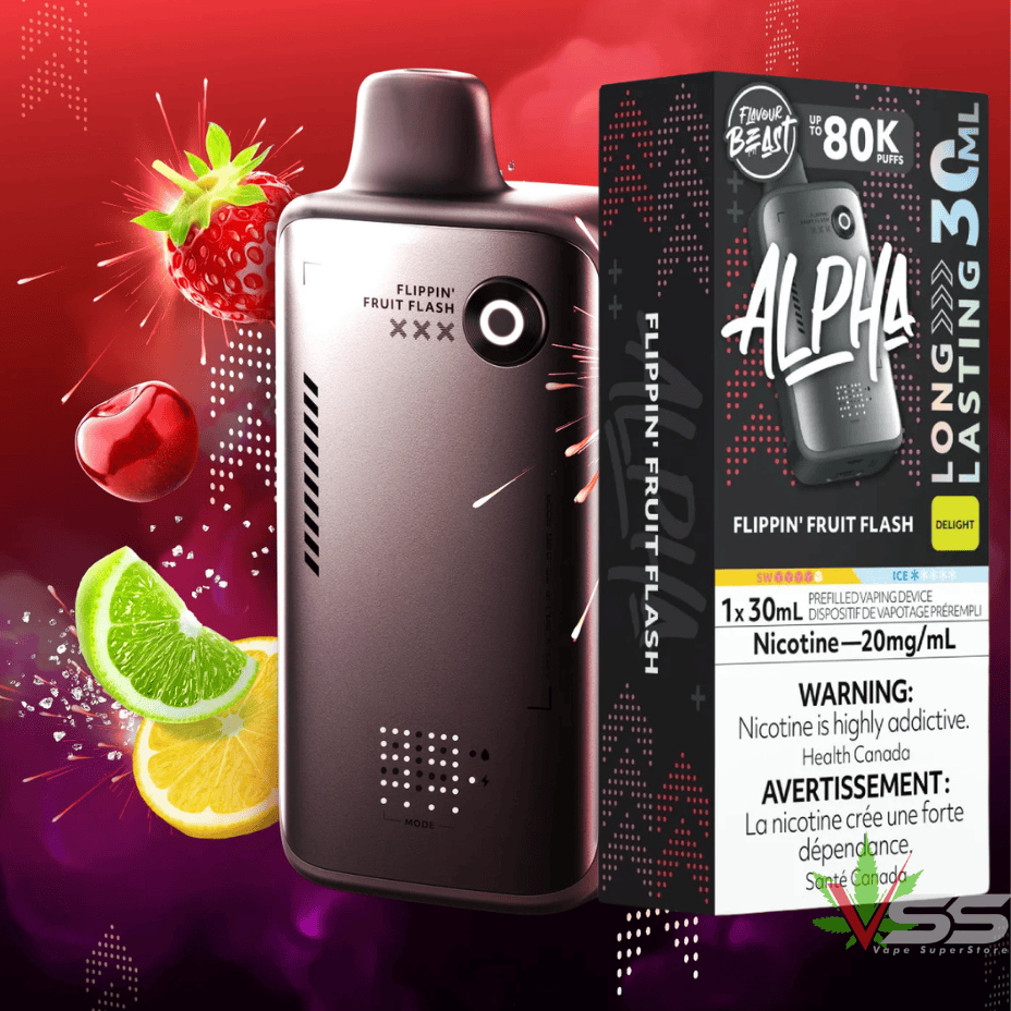 Flavour Beast Alpha 80K Disposable Vape-Flippin' Fruit Flash 30mL / 80000 Puffs / 20mg Vape Superstore  Saskatchewan Canada