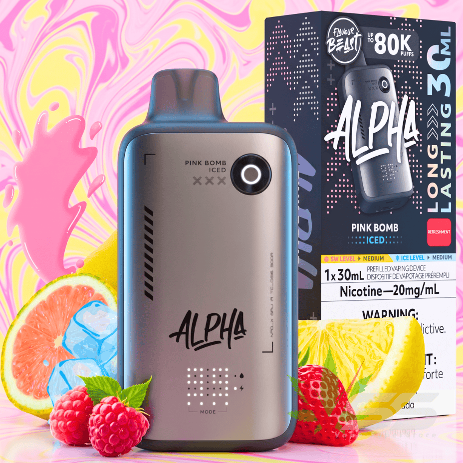 Flavour Beast Alpha 80K Disposable Vape-Pink Bomb Iced 80000 Puffs / 20mg Vape Superstore  Saskatchewan Canada