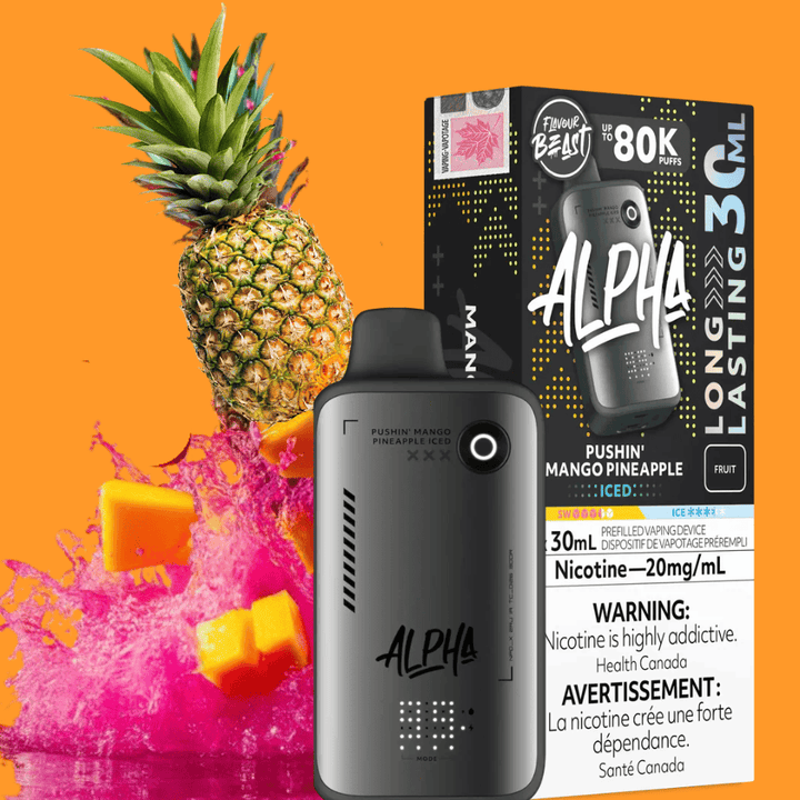 Flavour Beast Alpha 80K Disposable Vape-Pushin Mango Pineapple Iced Vape Superstore  Saskatchewan Canada