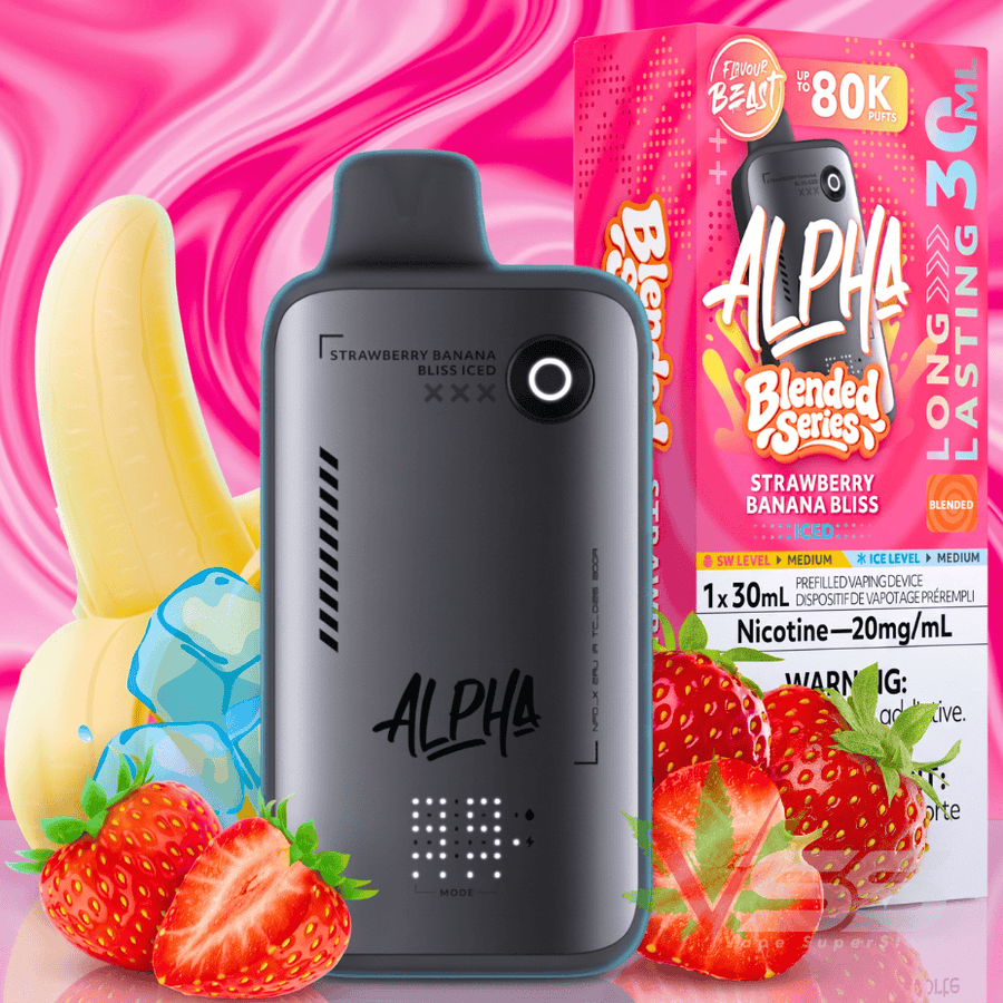 Flavour Beast Alpha 80K Disposable Vape-Strawberry Banana Bliss Iced 80000 Puffs / 20mg Vape Superstore  Saskatchewan Canada
