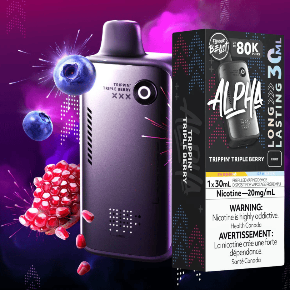 Flavour Beast Alpha 80K Disposable Vape-Trippin' Triple Berry 30mL / 80000 Puffs / 20mg Vape Superstore  Saskatchewan Canada