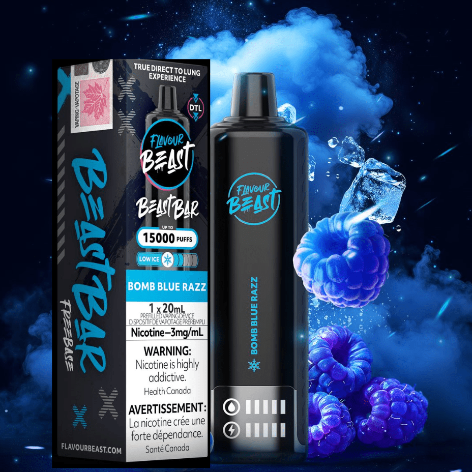 Flavour Beast Beast Bar 15k Disposable Vape-Bomb Blue Razz 3mg / 15000 Puffs Vape Superstore  Saskatchewan Canada
