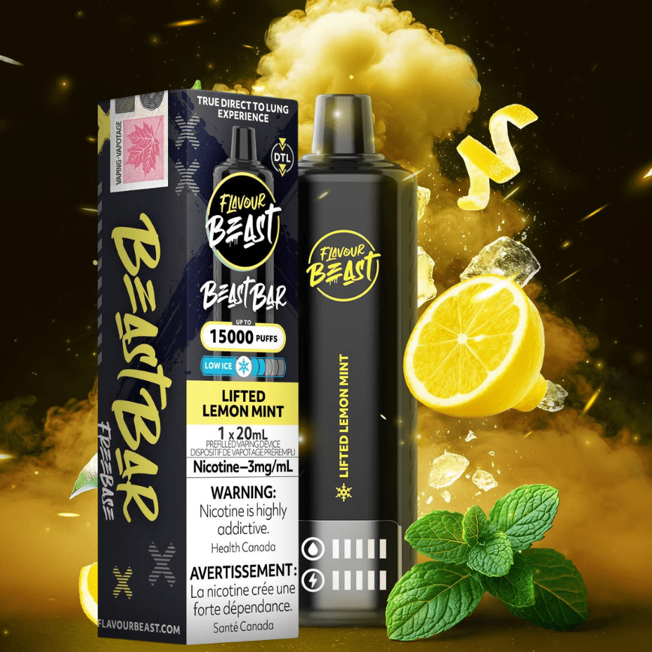 Flavour Beast Beast Bar 15k Disposable Vape-Lifted Lemon Mint 3mg / 15000 Puffs Vape Superstore  Saskatchewan Canada