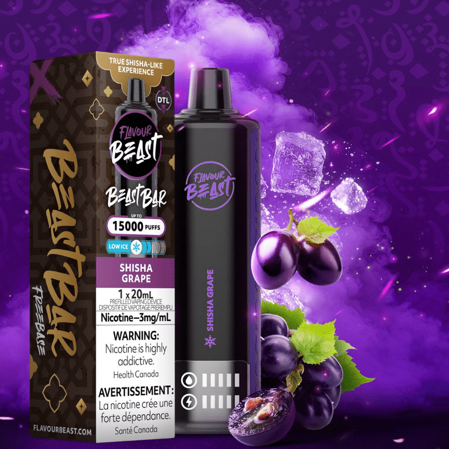Flavour Beast Beast Bar 15k Disposable Vape-Shisha Grape 3mg / 15000 Puffs Vape Superstore  Saskatchewan Canada