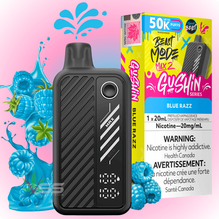 Flavour Beast Beast Mode Max 2 50K Disposable Vape-Bomb Blue Razz Vapexcape Vape and Bong Shop Regina Saskatchewan